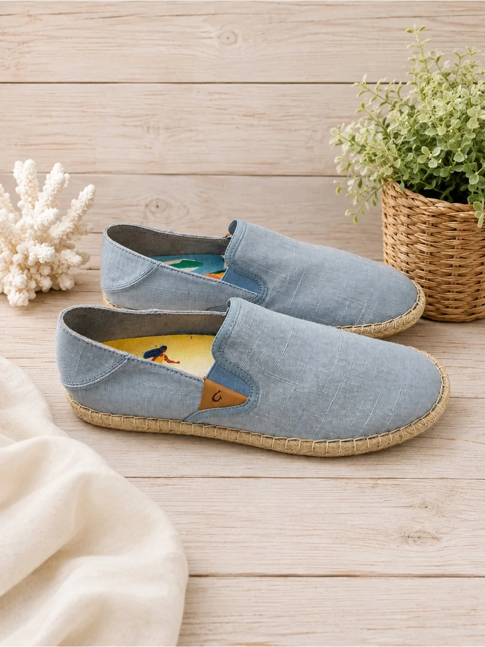 OLUKAI Kaula Pa'a Kapa Convertible Espadrille Shoes Blue Size 8.5